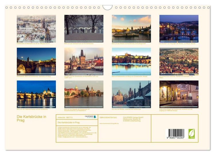 Produktbild: Die Karlsbr&uuml;cke in Prag (Wandkalender 2026 DIN A3 quer), CALVENDO Monatskalender