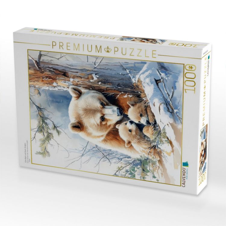 Produktbild: CALVENDO Puzzle Eine B&auml;rin mit ihren Jungen | 1000 Teile Lege-Gr&ouml;&szlig;e 64x48cm Foto-Puzzle f&uuml;r gl&uuml;ckliche Stunden