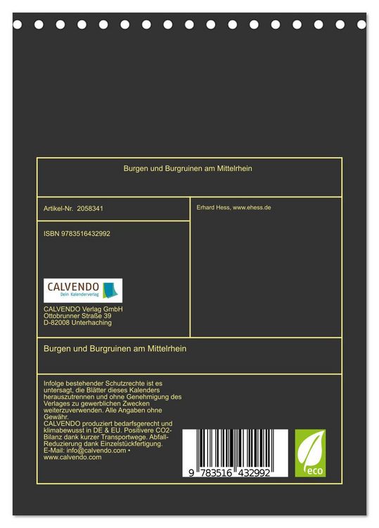 Produktbild: Burgen und Burgruinen am Mittelrhein (Tischkalender 2026 DIN A5 hoch), CALVENDO Monatskalender