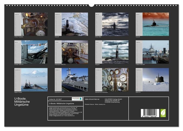 Produktbild: U-Boote. Milit&auml;rische Unget&uuml;me (hochwertiger Premium Wandkalender 2026 DIN A2 quer), Kunstdruck in Hochglanz