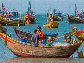 Produktbild: CALVENDO Puzzle Fischerhafen, Mui Ne, Vietnam | 1000 Teile Lege-Gr&ouml;&szlig;e 64x48cm Foto-Puzzle f&uuml;r gl&uuml;ckliche Stunden