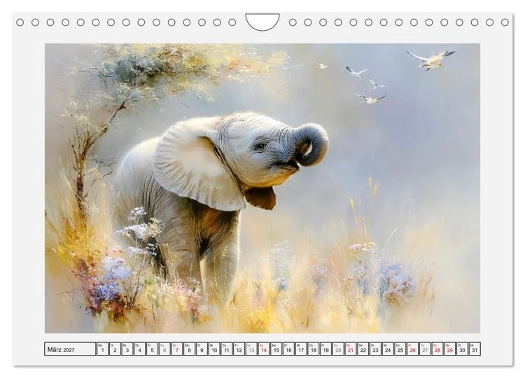 Produktbild: Elefanten. Graue Riesenbabys im Grasland (Wandkalender 2027 DIN A4 quer), CALVENDO Monatskalender