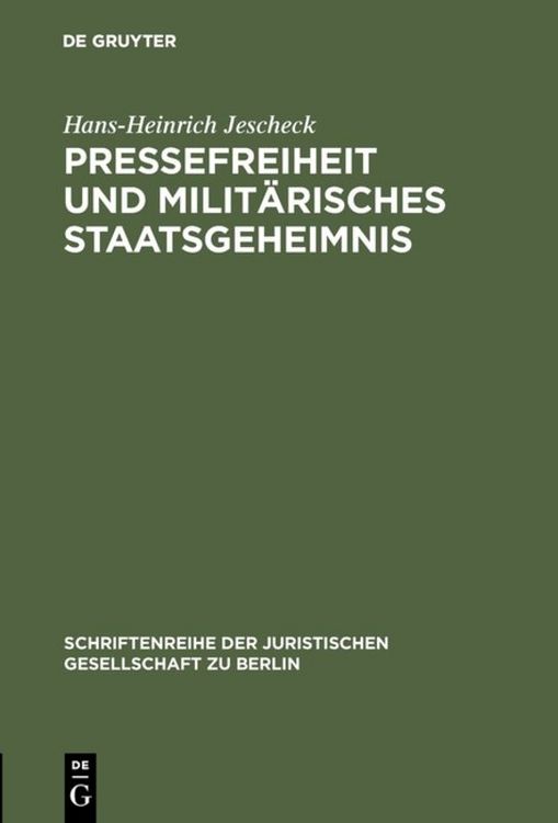 Produktbild: Pressefreiheit und milit&auml;risches Staatsgeheimnis