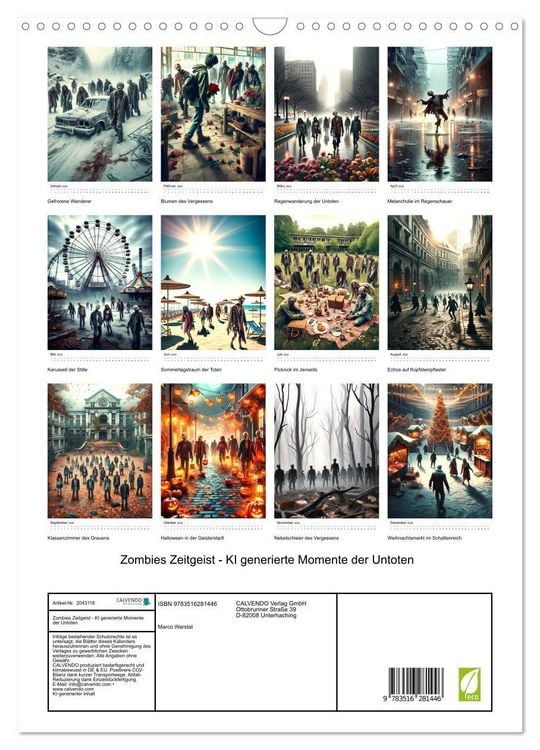 Produktbild: Zombies Zeitgeist - KI generierte Momente der Untoten (Wandkalender 2026 DIN A3 hoch), CALVENDO Monatskalender