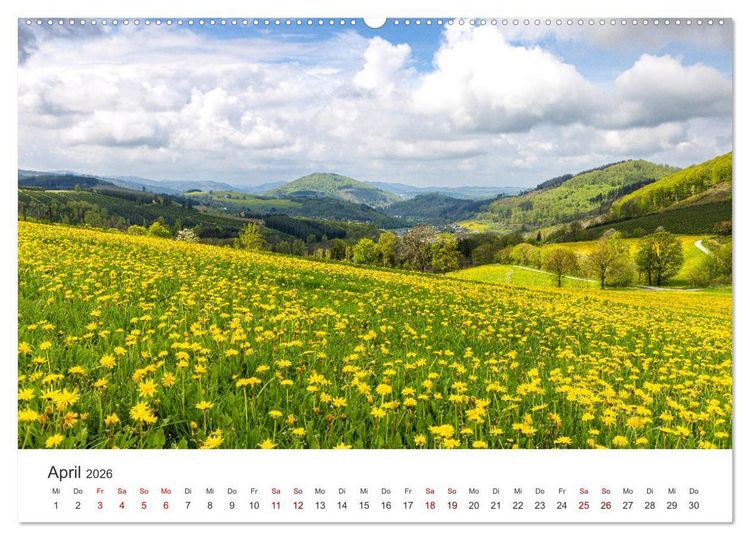 Produktbild: Sauerland - hier muss man mal gewesen sein (hochwertiger Premium Wandkalender 2026 DIN A2 quer), Kunstdruck in Hochglanz