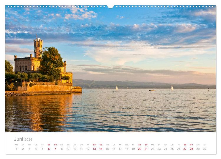 Produktbild: BODENSEE Drei L&auml;nder - ein See (hochwertiger Premium Wandkalender 2026 DIN A2 quer), Kunstdruck in Hochglanz