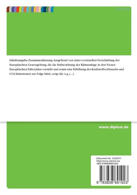 Produktbild: M&ouml;glichkeiten zur Emissionsreduzierung von PKW - Klimaanlagen