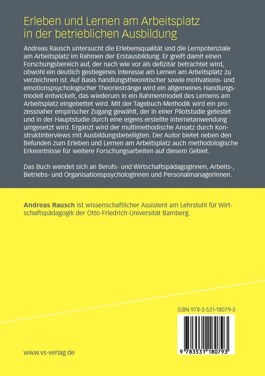 Produktbild: Erleben und Lernen am Arbeitsplatz in der betrieblichen Ausbildung