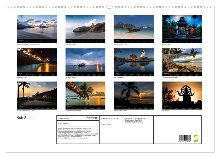 Produktbild: Koh Samui (Wandkalender 2026 DIN A2 quer), CALVENDO Monatskalender