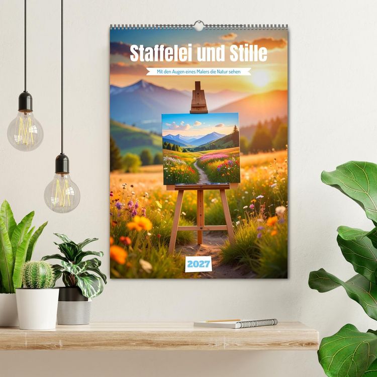 Produktbild: Staffelei und Stille (Wandkalender 2027 DIN A2 hoch), CALVENDO Monatskalender
