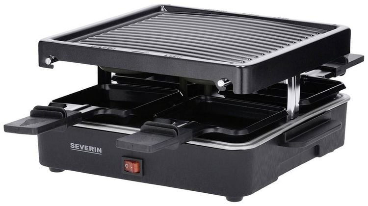 Produktbild: Severin 2370 Raclette Antihaftbeschichtung, 4 Pf&auml;nnchen, Grillfunktion Schwarz