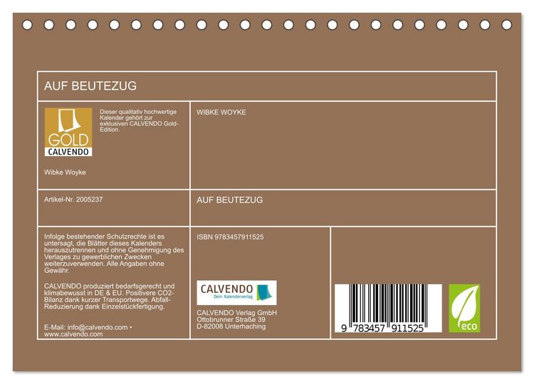 Produktbild: AUF BEUTEZUG (Tischkalender 2026 DIN A5 quer), CALVENDO Monatskalender