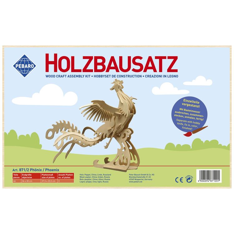 Produktbild: PEBARO 871/2 - Holzbausatz Ph&ouml;nix, 66 Teile, Holzkonstruktion zum Zusammenstecken