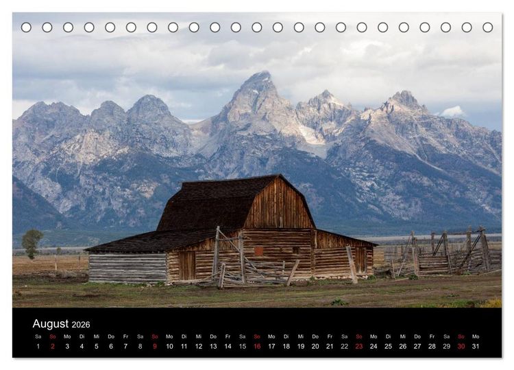 Produktbild: Wyoming & South Dakota (Tischkalender 2026 DIN A5 quer), CALVENDO Monatskalender