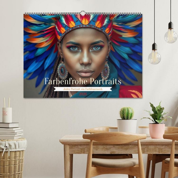 Produktbild: Farbenfrohe Portraits (Wandkalender 2026 DIN A2 quer), CALVENDO Monatskalender