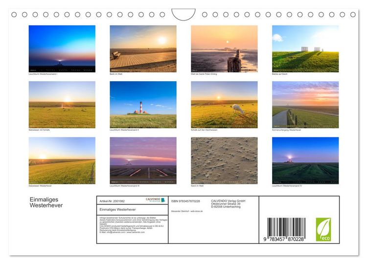 Produktbild: Einmaliges Westerhever (Wandkalender 2026 DIN A4 quer), CALVENDO Monatskalender