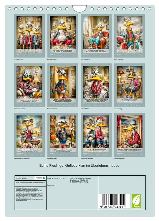 Produktbild: Echte Fieslinge. Gefiederklan im &Uuml;berlebensmodus (Wandkalender 2026 DIN A4 hoch), CALVENDO Monatskalender