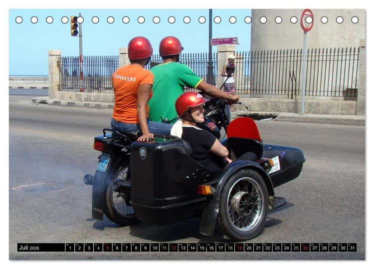 Produktbild: Motorrad-Gespanne in Kuba (Tischkalender 2026 DIN A5 quer), CALVENDO Monatskalender