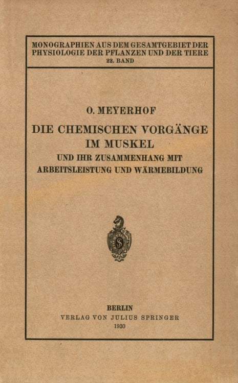 Produktbild: Die chemischen Vorg&auml;nge im Muskel und ihr Zusammenhang mit Arbeitsleistung und W&auml;rmebildung