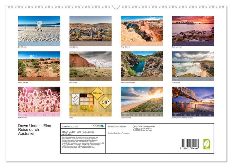 Produktbild: Down Under - Eine Reise durch Australien (hochwertiger Premium Wandkalender 2026 DIN A2 quer), Kunstdruck in Hochglanz
