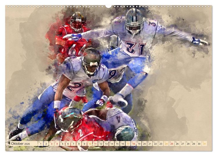 Produktbild: American Football - einfach cool (hochwertiger Premium Wandkalender 2026 DIN A2 quer), Kunstdruck in Hochglanz