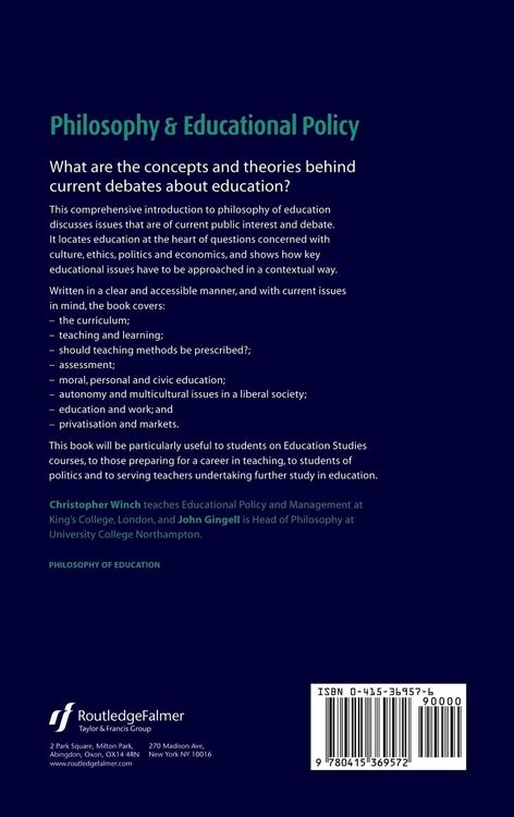 Produktbild: Philosophy and Educational Policy