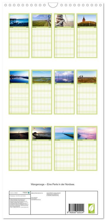 Produktbild: Familienplaner 2026 - Wangerooge &ndash; Eine Perle in der Nordsee. mit 5 Spalten (Wandkalender, 21 x 45 cm) CALVENDO