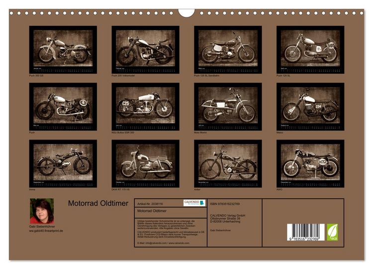Produktbild: Motorrad Oldtimer (Wandkalender 2026 DIN A3 quer), CALVENDO Monatskalender