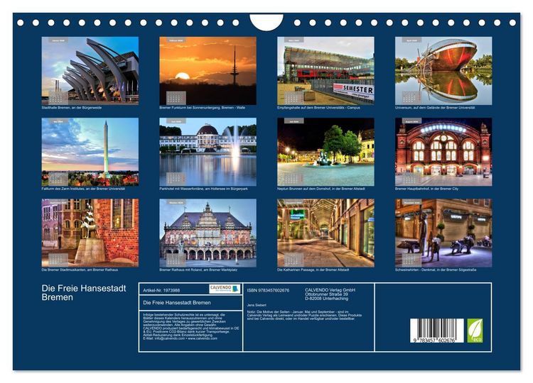 Produktbild: Die Freie Hansestadt Bremen (Wandkalender 2026 DIN A4 quer), CALVENDO Monatskalender