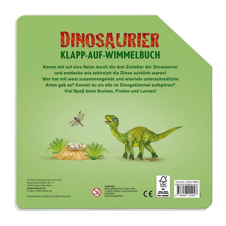 Produktbild: TR&Ouml;TSCH - Wimmelbuch Dinosaurier Klapp-auf-Wimmelbuch| Ab 3 Jahren