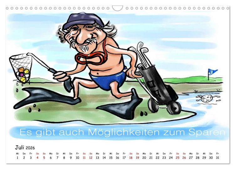 Produktbild: Golfkalender f&uuml;r Anf&auml;nger und alle die Spa&szlig; am Golfen haben (Wandkalender 2026 DIN A3 quer), CALVENDO Monatskalender