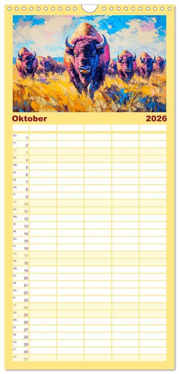 Produktbild: Familienplaner 2026 - Wilde Sch&ouml;nheiten. Ein Jahr mit majest&auml;tischen Tieren mit 5 Spalten (Wandkalender, 21 x 45 cm) CALVENDO