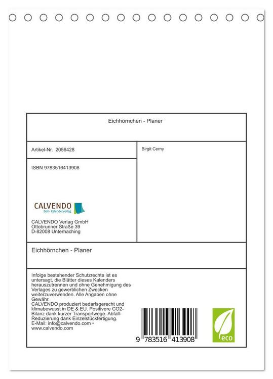 Produktbild: Eichh&ouml;rnchen - Planer (Tischkalender 2026 DIN A5 hoch), CALVENDO Monatskalender