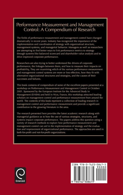 Produktbild: Performance Measurement and Management Control