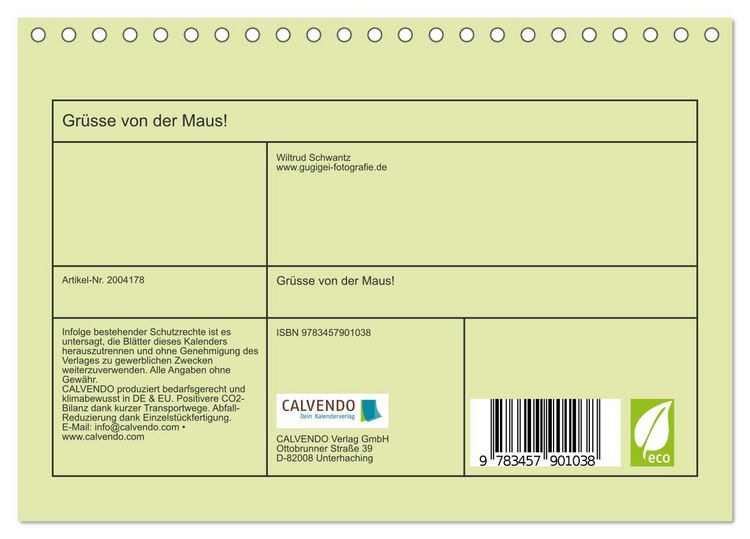 Produktbild: Gr&uuml;sse von der Maus! (Tischkalender 2026 DIN A5 quer), CALVENDO Monatskalender