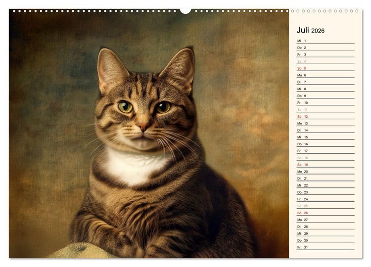 Produktbild: Katzen schaffen Kunst (hochwertiger Premium Wandkalender 2026 DIN A2 quer), Kunstdruck in Hochglanz