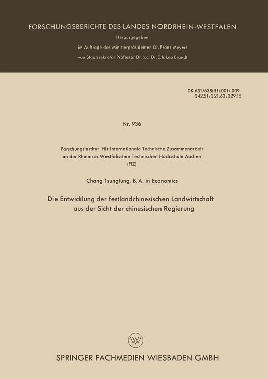 Produktbild: Die Entwicklung der festlandchinesischen Landwirtschaft aus der Sicht der chinesischen Regierung