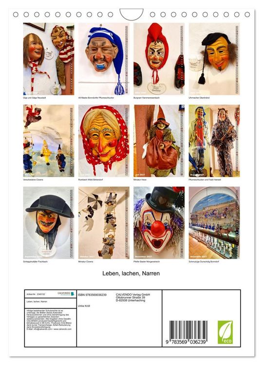 Produktbild: Leben, lachen, Narren (Wandkalender 2027 DIN A4 hoch), CALVENDO Monatskalender