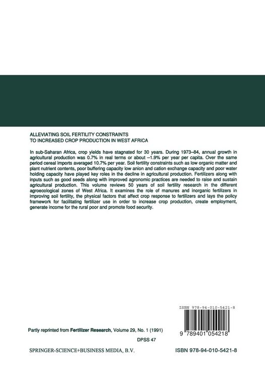 Produktbild: Alleviating Soil Fertility Constraints to Increased Crop Production in West Africa