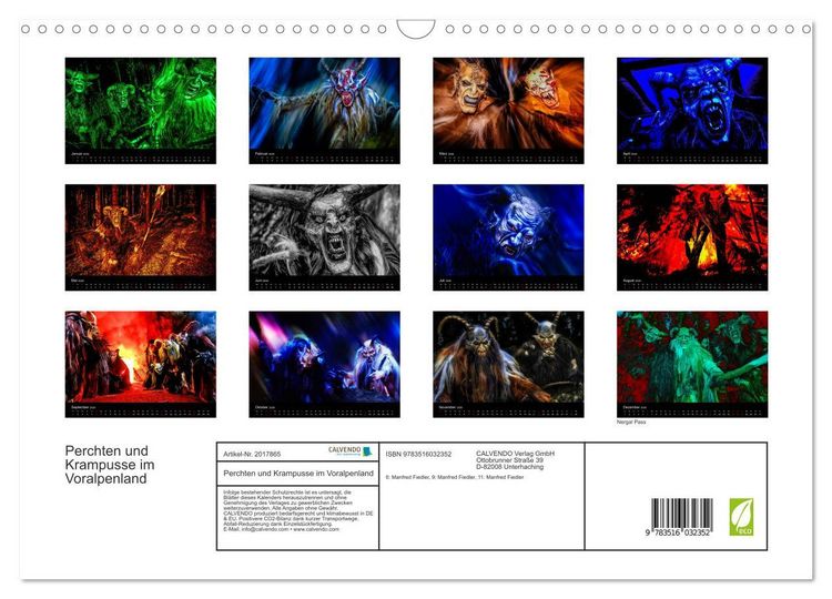 Produktbild: Perchten und Krampusse im Voralpenland (Wandkalender 2026 DIN A3 quer), CALVENDO Monatskalender
