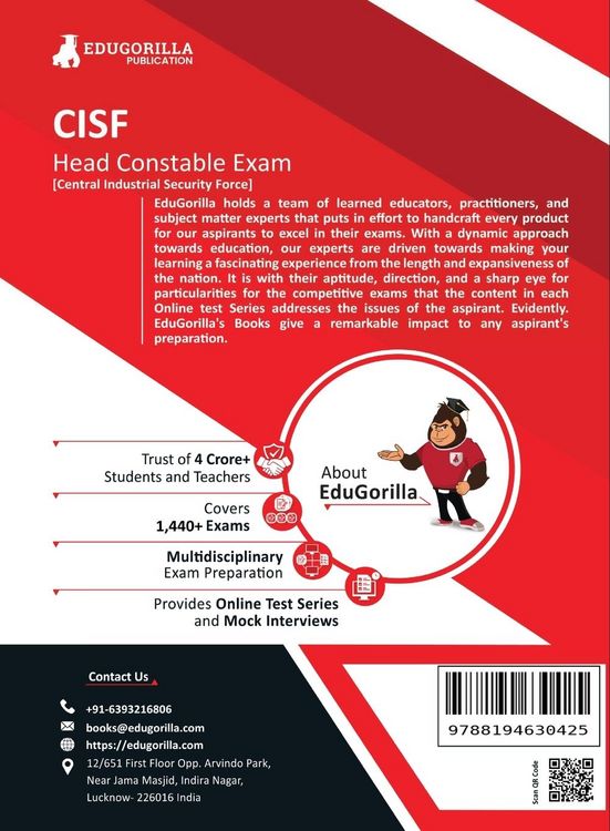 Produktbild: CISF Head Constable Recruitment Exam 2023 (English Edition) - 10 Mock Tests and 12 Sectional Tests (1300 Solved Questions) with Free Access To Online