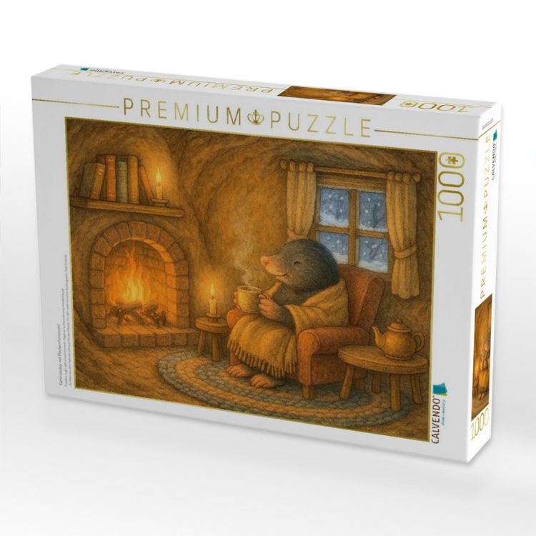 Produktbild: CALVENDO Puzzle Kaminzauber mit Maulwurfsmoment | 1000 Teile Lege-Gr&ouml;&szlig;e 64x48cm Foto-Puzzle f&uuml;r gl&uuml;ckliche Stunden
