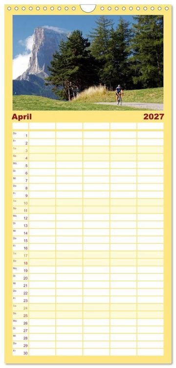 Produktbild: Familienplaner 2027 - Alpenp&auml;sse auf dem Rennrad Vol. 1 mit 5 Spalten (Wandkalender, 21 x 45 cm) CALVENDO