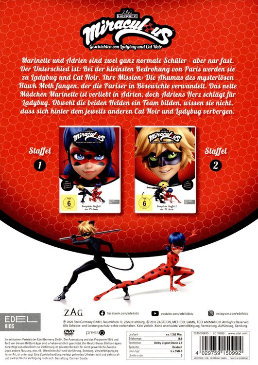 Produktbild: Miraculous - Staffelbox 1 + 2 DVD VK [6 DVDs]