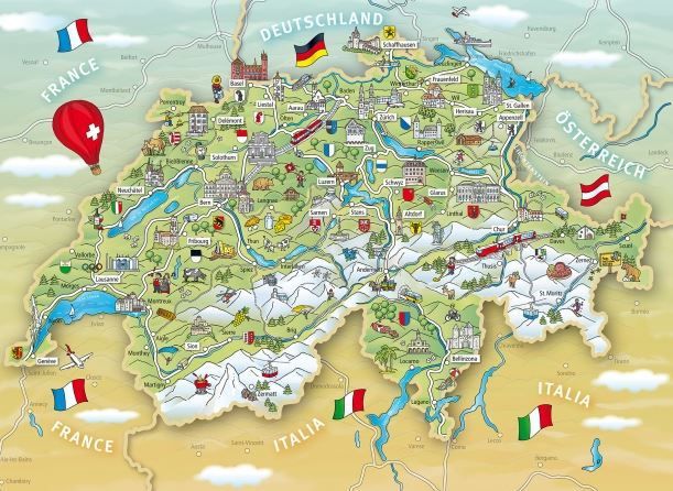 Produktbild: Schweiz - Illustrierte Karte der Schweiz