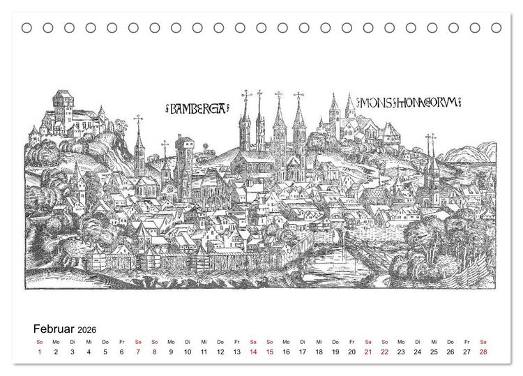 Produktbild: Schedelsche Weltchronik Deutsche St&auml;dte 1493 (Tischkalender 2026 DIN A5 quer), CALVENDO Monatskalender