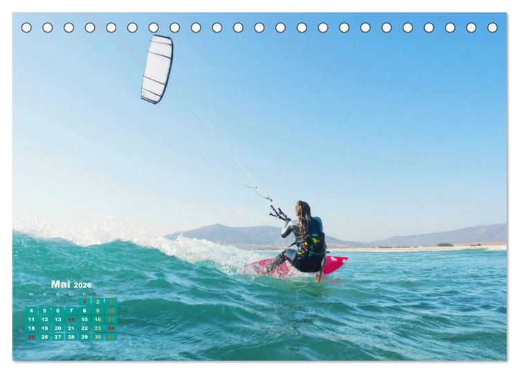Produktbild: Kitesurfen: Mit Drachen am Meer (Tischkalender 2026 DIN A5 quer), CALVENDO Monatskalender