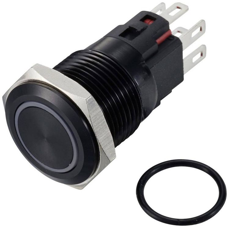Produktbild: TRU COMPONENTS TC-12647460 Druckschalter 250 V/AC 3 A 1 x Aus/(Ein) IP65 RGB rastend Aluminium, eloxiert 1 St.