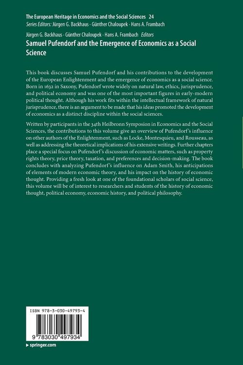 Produktbild: Samuel Pufendorf and the Emergence of Economics as a Social Science
