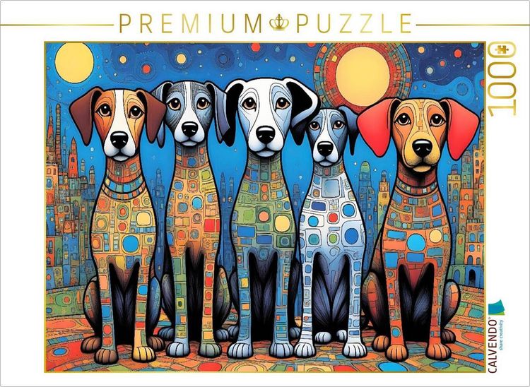 Produktbild: CALVENDO Puzzle Bunte Hunde - wir sind bunt und das ist auch gut so! | 1000 Teile Lege-Gr&ouml;&szlig;e 64x48cm Foto-Puzzle f&uuml;r gl&uuml;ckliche Stunden
